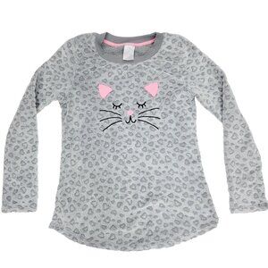 Secret Treasures Sleepwear Pajama Top Shirt Girls Small 4/6 Gray Cat Sweater